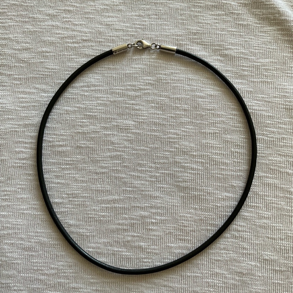 SILPADA Black Leather Cord Necklace AND Silver Flower Pendant - Picture 3 of 16